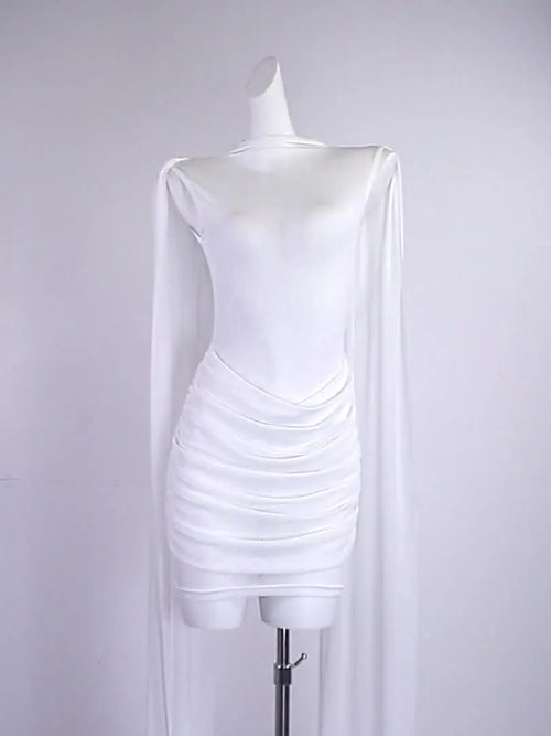 Asymmetrische Mini-jurk Met Cape Venzali