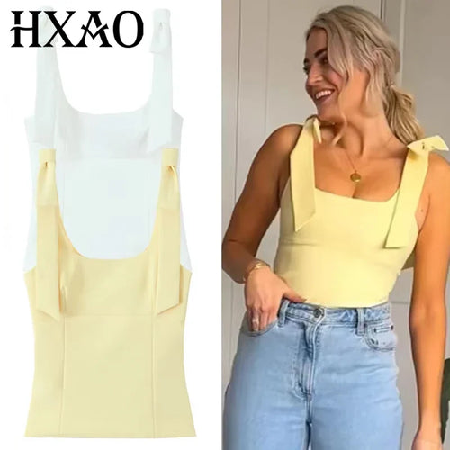 Vlindervormige Croptop met Strikschouderdetails Venzali