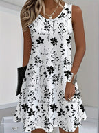 Bloemen Minijurk Met O-Hals Mouwloos Colour 34 Venzali