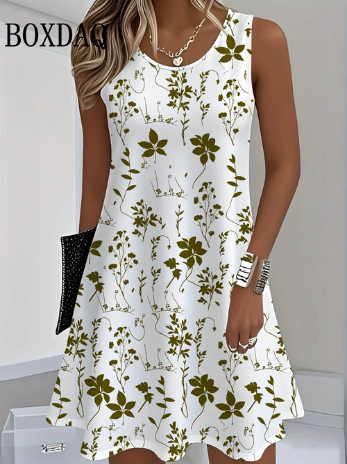 Bloemen Minijurk Met O-Hals Mouwloos Colour 37 Venzali